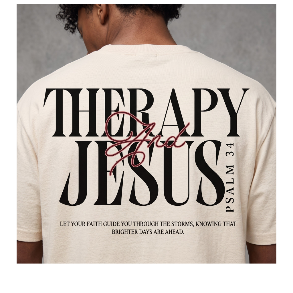 Jesus & Therapy Men’s T-Shirt | Psalm 34 Faith & Healing Tee