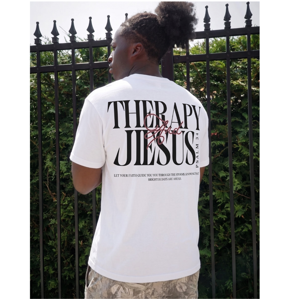 Jesus & Therapy Men’s T-Shirt | Psalm 34 Faith & Healing Tee