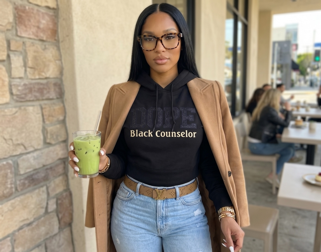 Dope Black Counselor Crop Hoodie